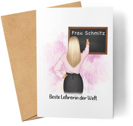 Kiddle-Design Lehrerin Karte Personalisiert Abschluss Geschenk Referendariat Abschiedskarte Grundschule Klassenlehrerin Beste Lehrerin Abschied Danke Grußkarte