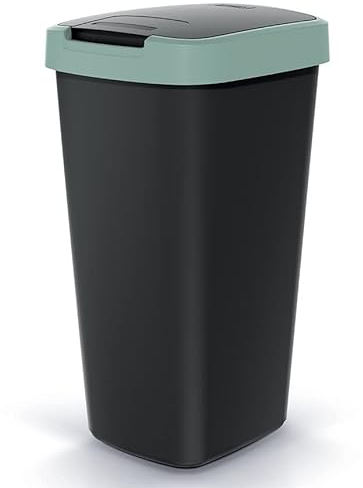 Mülleimer Müllbehälter Abfalleimer Biomülleimer mit Deckel Abfallsammler Mülltonne 53 x 29 x 26cm Papierkorb 25L Schwingeimer (Grün)