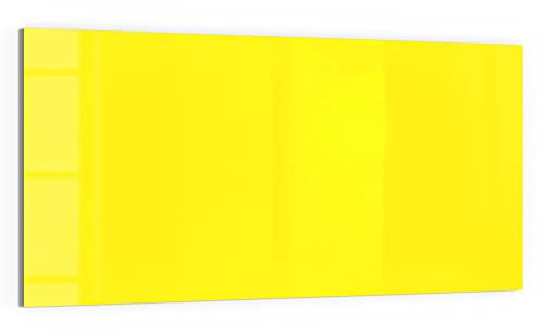 DEQORI Glas-Magnettafel | 100x50 cm groß | Unifarben - Gelb | Memo-Board aus Glas | Magnetboard inkl. Magnete, Stift & Tuch für Küche & Büro | Tafel magnetisch & beschreibbar