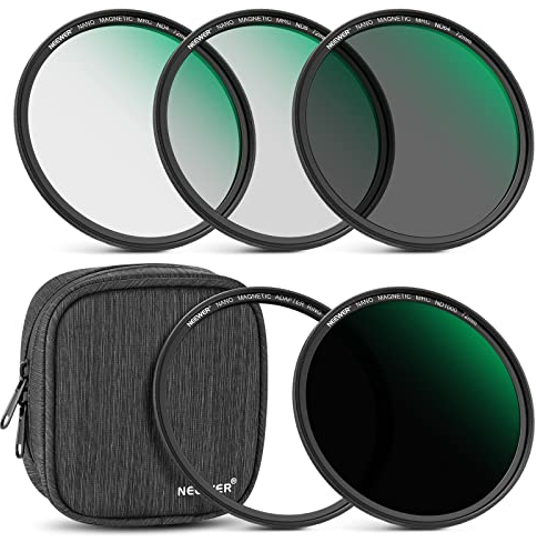 NEEWER 72 mm Magnetic ND Filter Set, ND4 ND8 ND64 ND1000 Magnetic Grey Filter with Magnetic Adapter Ring and Filter Bag, Optical HD Glass with 30 Layers Nano Coating, Scratch/Waterproof