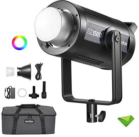 Godox SZ150R Zoom RGB-Videoleuchte, 150 W LED-Licht CCT 2800–6500 K, 37 Lichteffekte CRI 97 TLCI 96 APP-Steuerung/DMX-Steuerung Bowens-Montageleuchte für Interview-Videoaufnahmen, Streaming