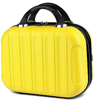 Balakaka Beauty Case da Viaggio Rigido 10L, 14 pollici Beauty Case Donna con Manico, Impermeabile ABS Trucchi Borsa per Cosmetici Può Essere Appeso ai Bagagli, Giallo limone