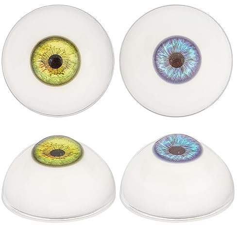PH PandaHall 2 Paires de Globes oculaires effrayants Bicolores, 32mm Yeux d'artisanat en résine Demi-Ronds Grands Globes oculaires Creux Yeux d'ours pour décor d'halloween Fabrication de marionnettes