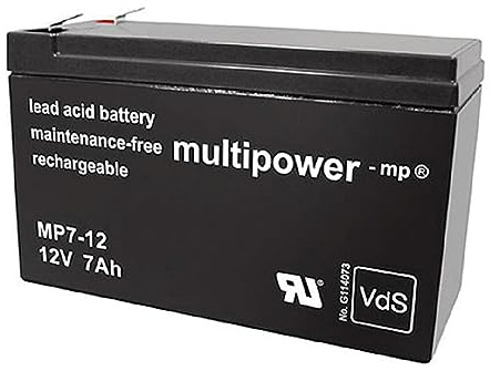 Multipower Blei-Akku MP7-12B Pb 12V / 7Ah VdS-Nr. G114073, Faston 6,3 mm