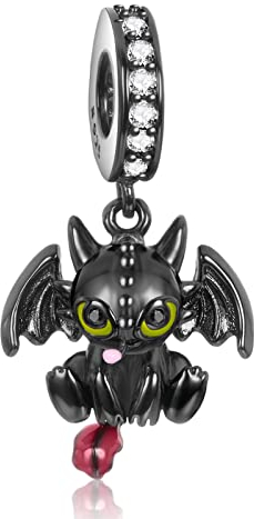 RMMY Charm Anhänger Black Dragon 925 Sterling Silver Pendant Dangle Beads für Europäische Armbänder und Halsketten Mother's Day Birthday Jewelry Gifts for Women