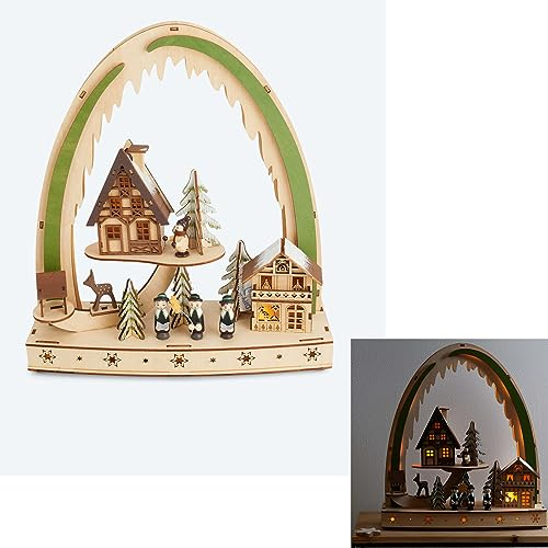 DbKW (10890 Lichterbogen) Weihnachtliche 3D LED Dekoration mit Timer, Farbwechsel oder weißes Licht einstellbar. Batteriebetrieben, Weihnachtsbeleuchtung, Weihnachtsdekoration, Schwibbogen…
