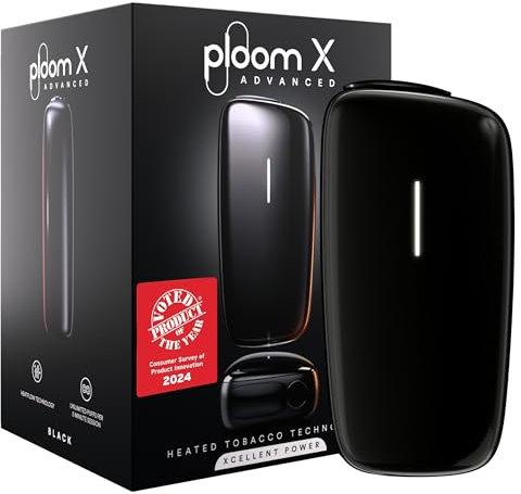 Ploom X Advanced Starter Kit - Heated Tobacco Device with HeatFlow Technology - Up to 20 Uses Per Charge, Black (Without Sticks/Cartridges)