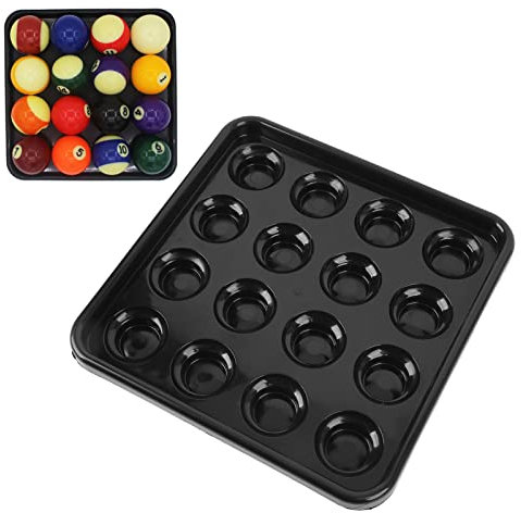 plplaaoo Billiard Ball Storage Tray, Black Plastic Pool Ball Carrying Tray,Billiards Tray Thickened Plastic 16 Holes Wear Resistant Shake Proof Billiard Ball Tray, Black Plastic Pool Ball Carrying