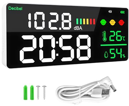 GOLDCHAMP GCEU-T4-DM165A-C Appareil de mesure du bruit numérique avec décibels et température ℃ Son Lev