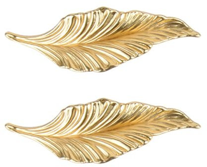 2 Stück Schubladengriff Zinklegierung Profilgriff Form des Blattes Knöpfe Schrankgriffe Türklinken Blattform Türgriff für Kleiderschrank,Garderobe (Gold,left)