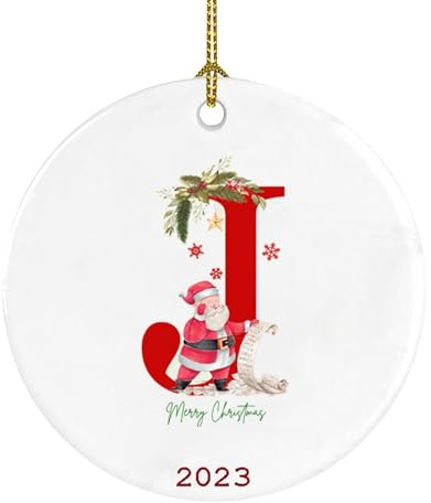 Weihnachtsanhänger, Dekoration, Weihnachtsbaum, Auto, rund, Acryl, Anhänger, Weihnachtsmann, 26 Buchstaben, Dekorationen, Weihnachtsparty-Dekoration, 1 Stück Bett Fernbedienung Halterung (J, One Size)