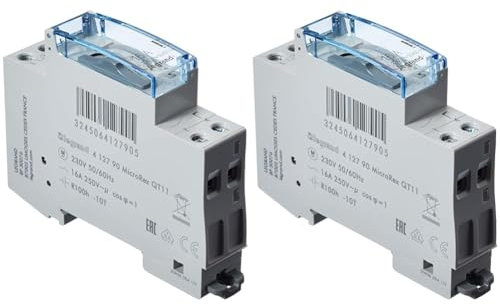 Legrand 412790 Interrupteur horaire analogique modulaire programmable Manuel journalier - Cadran Vertical avec réserve de Marche (Lot de 2)