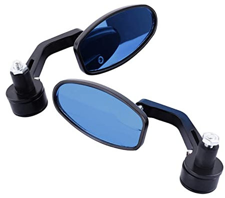 Espejos de Extremo de Barra de Manillar de Motocicleta, ángulo Ideal, Aleación de Aluminio, Vidrio, 7/8, 22mm, Color Negro, para Motociclistas