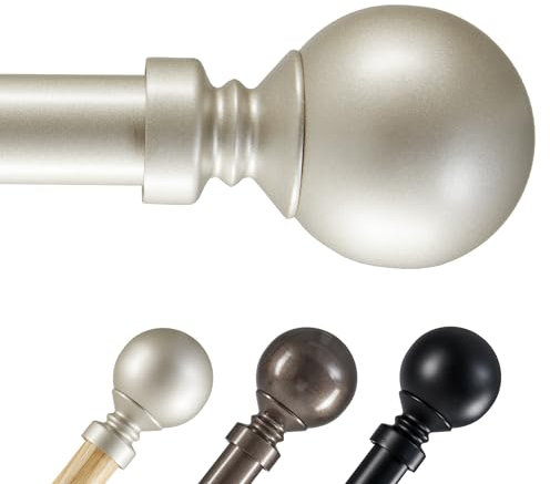 Deconovo 25mm Durchmesser Gardinenstange Fenster Ausziehbar Metall mit Halterung Verstellbare Vorhangstange aus Edelstahl für schwere Vorhänge, 168-305 cm, Silber, 1 Stück
