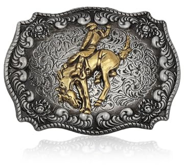 beinkmake Pferde-Gürtelschnalle, Western-Rodeo-Gürtelschnalle, graviert, Celt-Muster, Cowboy-Schnallen, Geschenke für Freund, Kupfer, 3.31 x 2.48inches