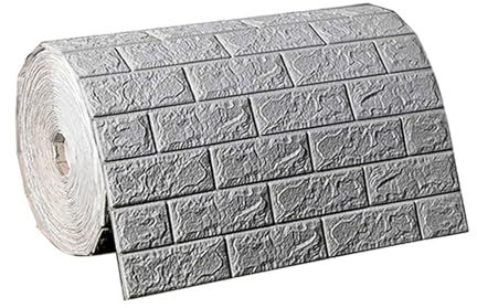 LOVIVER wasserdichte Xpe Schaum Tapete 3D Aufkleber Faux Ziegel Panels für Schlafzimmer, grau