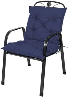 TexDeko® Garden Gartenstuhl Auflage Niedriglehner 100 x 50 cm Sitzkissen wasserabweisend Outdoor Rückenkissen niedrig Stuhlkissen hoher Komfort (Dunkelblau)