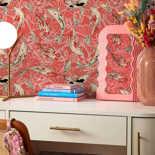 Alwayspon Fish Self Adhesive Wallpaper, Peel and Stick Furniture Transfer Sticker Decals Living Kids Room Wall Art, Sticky Back Vinyl Film Roll for Drawer Cabinet Wardrobes Covering Decor