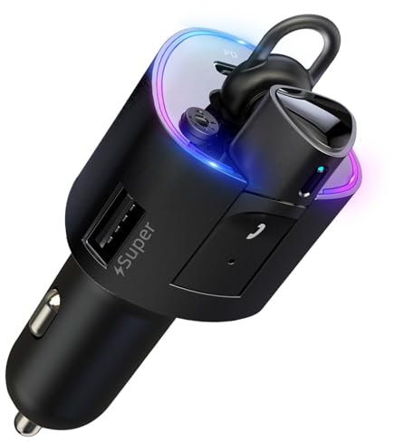 OBEST Cargadores Coche Carga Rápid 2en1 con Auriculares Bluetooth 5.0, Auricular inalámbricos cancelación Ruido Control por Voz Responde un Clic, Cargador Rápido USB C PD36W Cargador Teléfono Coche