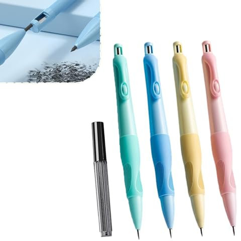 CALLYSONIC 4 Stück Bonbonfarbe Druckbleistift Set mit 2mm Minen HB, Minenbleistift Kinder, Mechanical Pencil für Schreiben und Zeichnen