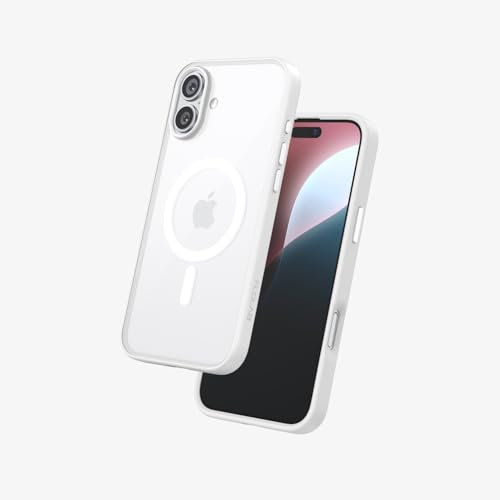 FLOLAB Surtect Tri-Fusion Magnetic für iPhone 16 Plus Hülle, schützendes, schlankes Design, MagSafe-kompatibel, militärischer Standard – Weiß klar matt transluzent