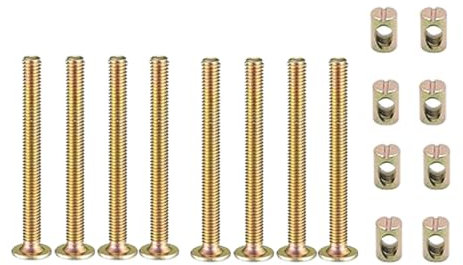 Lot de 8 boulons M6 x 60 mm pour meubles, en acier au carbone, vis à six pans creux avec écrous à barillet pour chaise, meuble, lit