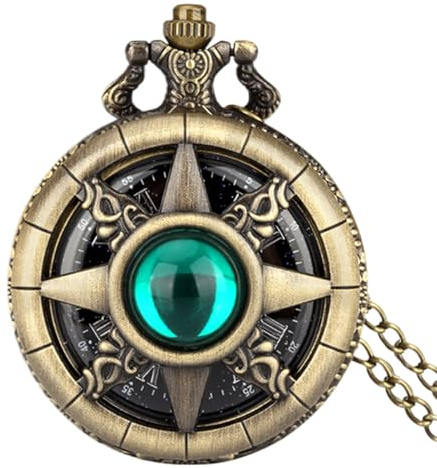 Vintage-Taschenuhr, handaufziehbare Edelstein-Taschenuhr mit Kette, Steampunk-Stil, Messing-Tasche für Abschlussfeier, Geburtstag, P5026, Refer to description, Unisex