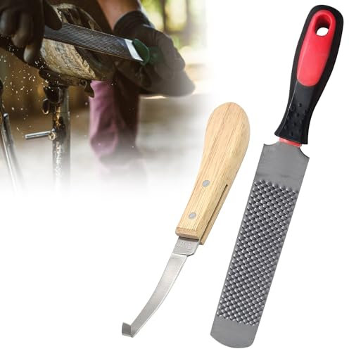 Bordeag Hufraspel Für Pferde 8 Zoll Hufeisenfeile Aus Kohlenstoffstahl, Doppelseitige Hufmesser Hufschneidewerkzeug Mit Griff Pferdehuffeile Reitsport Hufraspel Huftrimm Werkzeug Für Pferd Tier Hufe