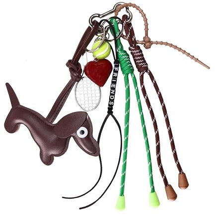 Georgie Porgy Taschenanhänger Schlüsselanhänger Handtaschen Zubehör für Damen Bag Charm Schultasche Rucksack Sporttasche Keychain Geburtstagsgeschenk für Mädchen (Hund Tennis Freunde)