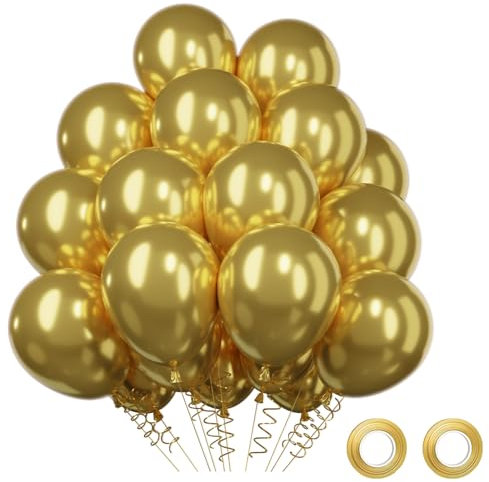 Luftballons Gold, 52 Stück Metallic Gold Ballons Latex Luftballons Balloon Girlande Gold Helium Ballons Set, Goldene Luftballons Geburtstags Babyparty Hochzeit Party Deko Goldene Hochzeit Deko,12 Zoll