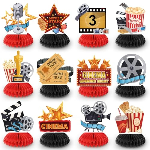 Kaxulvoblig Filmnacht Party Dekorationen Waben, 12 Pcs Filmabend Geburtstag Deko Waben, Filmabend-Dekorationen Waben für Filmnacht Party Kino Deko