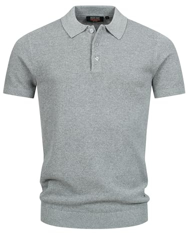 Indicode Herren INVorm Poloshirt aus Feinstrick mit Rippstricksaum | Baumwollshirt für Männer Lt Grey Mix, XXL
