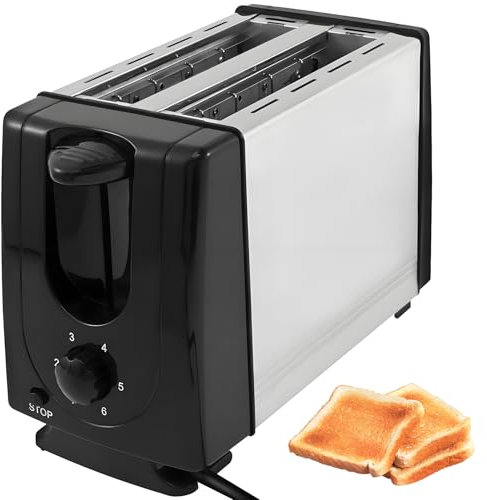 2 Toaster, Wide Slot Toaster, Sandwich Toaster Machine, 650W Metal Wall Body 6 Browning levels Control with Auto Pop-up, for Bagels, Pastries, Croissants, Waffles, And Sandwiches black