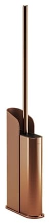 COSMIC Flat. Bathroom Brush with Flexible Silicone Bristles and Ultra-thin Design. Floor or Wall Toilet Brush Holder with Screw or Adhesive Fixing. Brush Holder Matte Copper Color