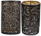 Lurrose 2 Piezas Pantalla De Hierro Forjado Mesita De Noche Redondo Escritorio Lámpara Contemporáneo Moderno Pantalla De Metal Hueco Pantallas De Mesa Negro Planchar