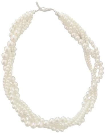 Bungsa Choker Halskette geflochtene Perlen aus Kunststoff mit Karabiner-Verschluss für Damen