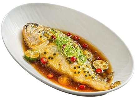 EINES Platos de Cena Plato de Pescado Ovalado, Plato Hondo for Restaurante, Plato Creativo, vajilla Especial for Hotel Platos de Pasta(M)