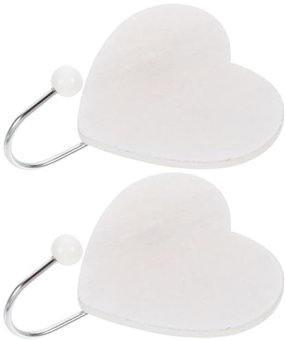 Garneck Heart Hooks for Wall Wooden Wall Hook Hole Punched Storage Hangers Heart Shape Hanger for Keys Scarves and Towels Decorative Hanger for Bedroom Kitchen Bathroom 2 Pack