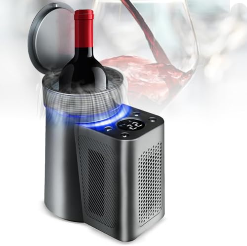 FHRKA Electric Wine Chiller, Desktop Small Desktop Red Wine Cabinet Portable Wine Freezer, Single Wine Cooler With LED Lights