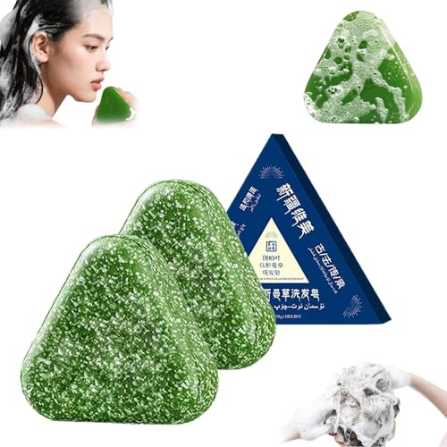 Nature Triangle Shampoo Bar,Nature Seven Green Soap Shampoo,Usman Grass Shampoos Bar reichhaltiger Schaum,reisefreundlich für alle Haartypen,sanft zu Haar und Kopfhaut,für Frauen und Männer (s3)