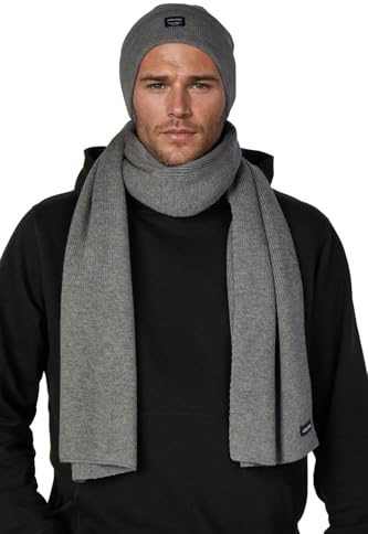 JACK & JONES Mütze Schal Set Herren 2-in-1 Winter-Set | Beanie Wintermütze Winterschal Schwarz Blau Grau Beige