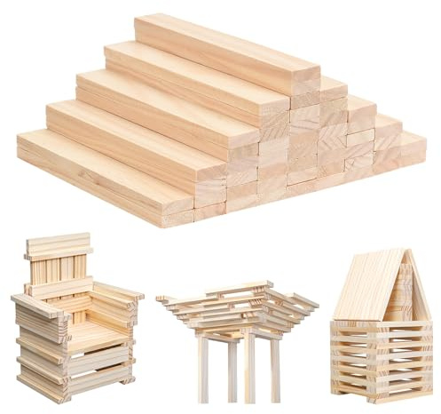 Avernest 50 Stück Holzklötzchen zum Basteln,160*22*8MM,Bastelholz Klötzchen,Bastelklötzchen Eiche,Klötzchenmann Bastelklötzchen,Holzbausteine Bastelklötzchen,für Heimwerkerprojekte,Deko,Bau,Schnitzen