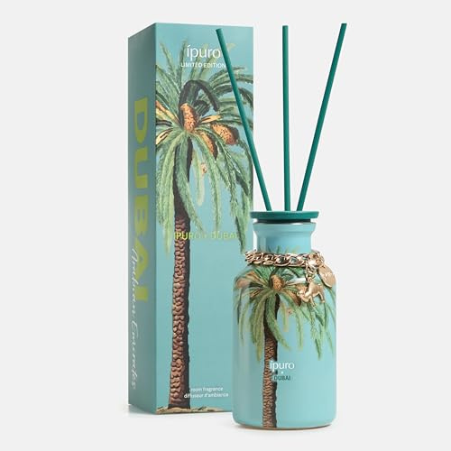 ipuro x Dubai Raumduft 240ml - Orientalischer Raumduft mit Birne, Jasmin, Dattel & Sandelholz - inspiriert von der opulenten Welt Dubais - Lufterfrischer für die Wohnung, Diffuser mit Stäbchen