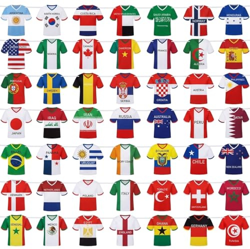 International Cup Bunting 2026, Football International Cup Decorations, 33ft/10m International Cup Decorations 2026 with Double Sided 49 Flags, Colourful Display for Sports Events and Home Parties