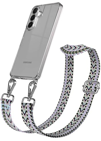 EAZY CASE Handykette - Verstellbares Taschenband kompatibel mit Galaxy S26 Plus, Schulterriemen, Handykordel mit Silikon Hülle, Umhängetasche, Lila Grün Silber