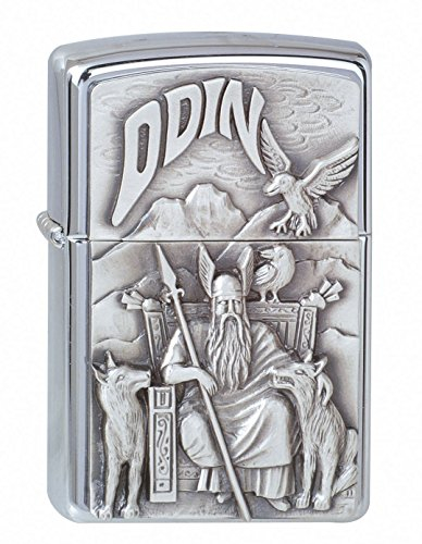 Zippo Feuerzeug 1300097 Viking Odin Emblem Benzinfeuerzeug, Messing, Chrome