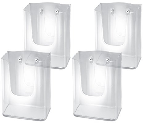 SIGEL LH117/4 Wand-Prospekthalter für DIN lang/A6, aus Acryl, transparent, 4er Pack