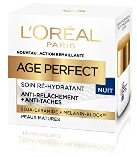 L'Oréal Paris - Crème de Nuit Anti-Âge Raffermissante - Soin Anti-Relâchement, Anti-Taches & Anti-Rides - Collagène & Niacinamide - Peaux Matures - Age Perfect - 50 ml