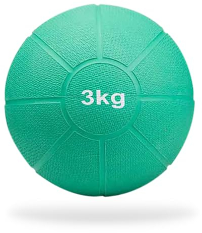 MATCHU - Medizinball - Medicine Ball - Vollgummi - Erhältlich in 1kg, 2kg, 3kg, 4kg und 5kg - Wasser- und Schweißresistent - (Grün - 3 KG - 21 cm)