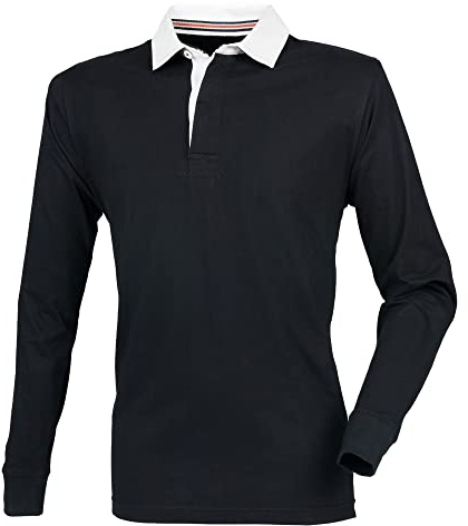 Front Row Mens Premium Long Sleeve Rugby Shirt/Top (3XL) (Black)